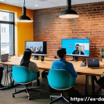 Home 18 DAO 거버넌스와 커뮤니티 구축 방법 - A vibrant virtual community meeting of a DAO, featuring diverse participants of Hispanic descent act...