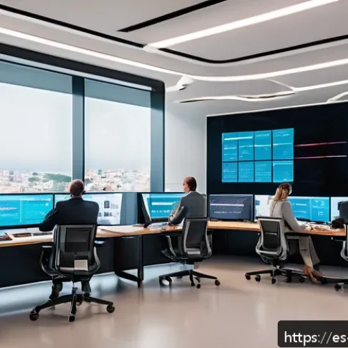 DAO 거버넌스의 의사결정 지원 시스템 - A futuristic digital governance control room inside a vibrant DAO headquarters in a modern Spanish c...