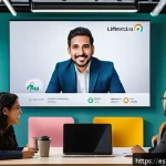 DAO 거버넌스와 네트워크 효과 - A vibrant digital community meeting set in a modern co-working space in Mexico City, featuring diver...